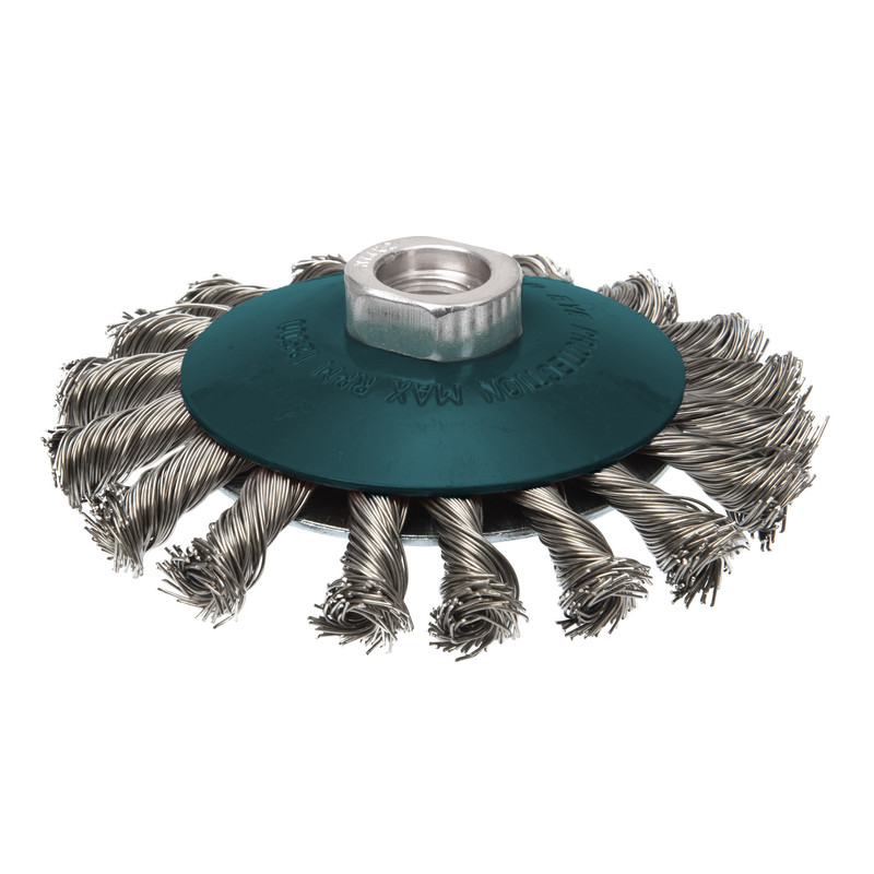 Щетка коническая, жгутовая, для УШМ № 62 (115 мм; M14х2; S 0.5 сталь), RPM 12500, ТМ ПрофОснастка