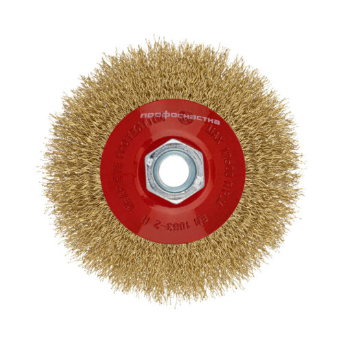 Щетка дисковая, гофрированная, для УШМ № 815 (125 мм; M14х2; BS 0.3 латунир.), RPM 12500, ТМ ПрофОснастка
